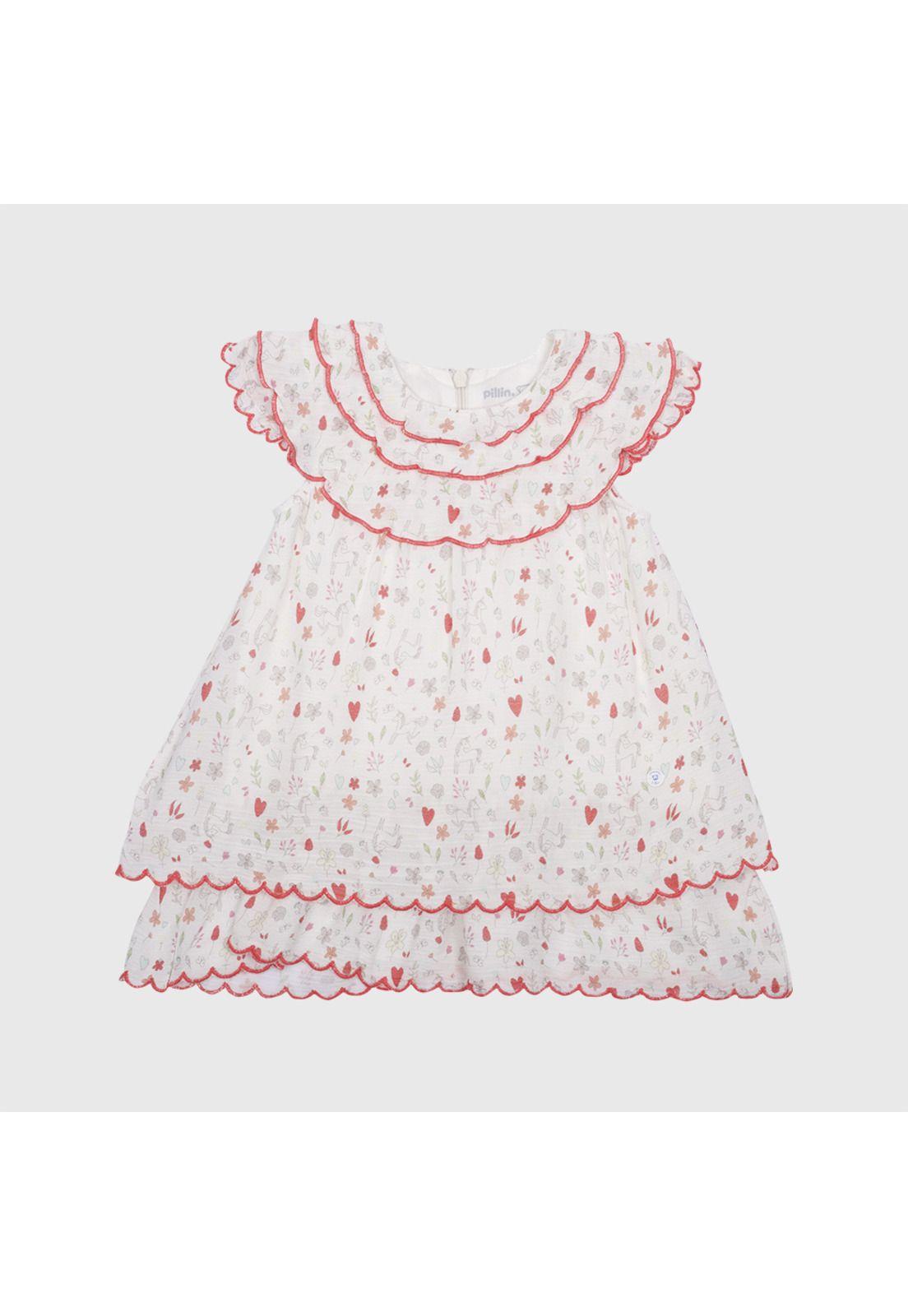 Vestido Verano Bebé Niña Blanco Pillin-1