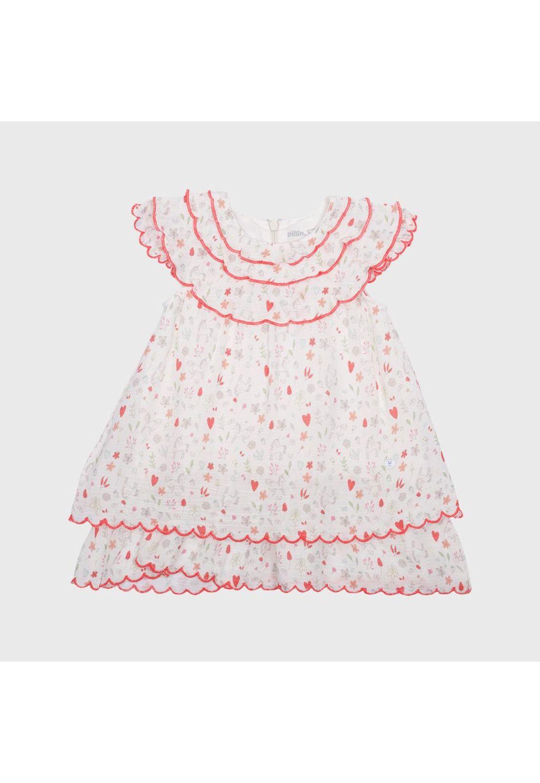Vestido Verano Bebé Niña Blanco Pillin-0