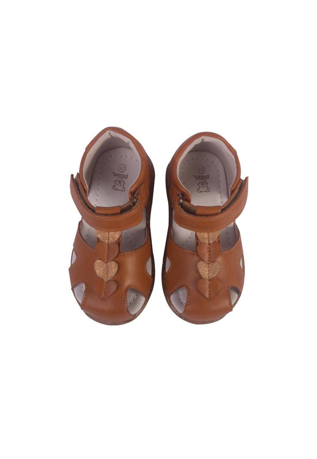 Sandalias Bebe Niña Café Pillin-1