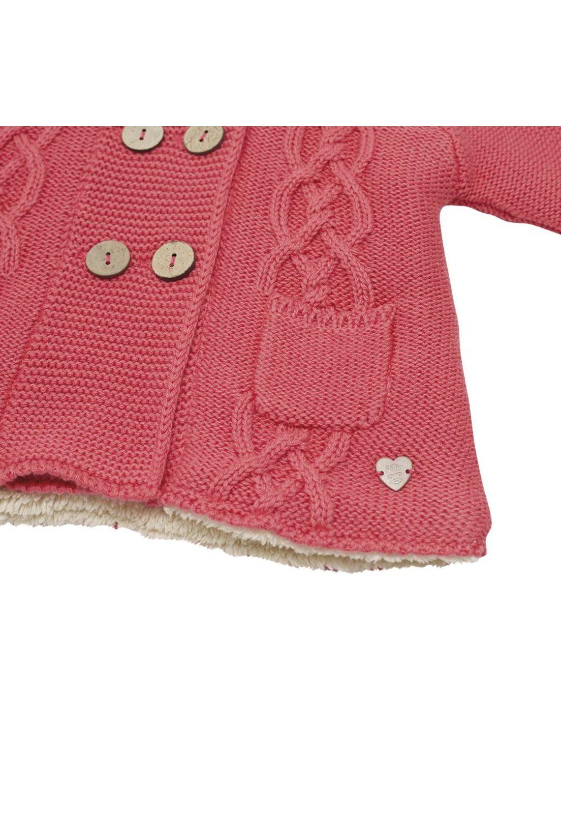 Chaleco C/Capucha Bebé Niña Rosado Pillin-3