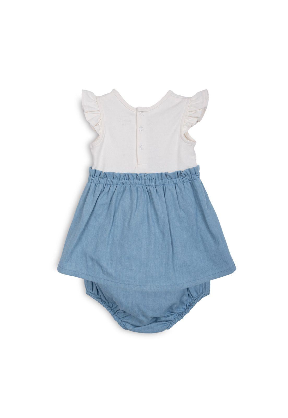 Vestido Bebé Niña Denim Mariposa Cintura Elasticada Lavanda Pillin-1