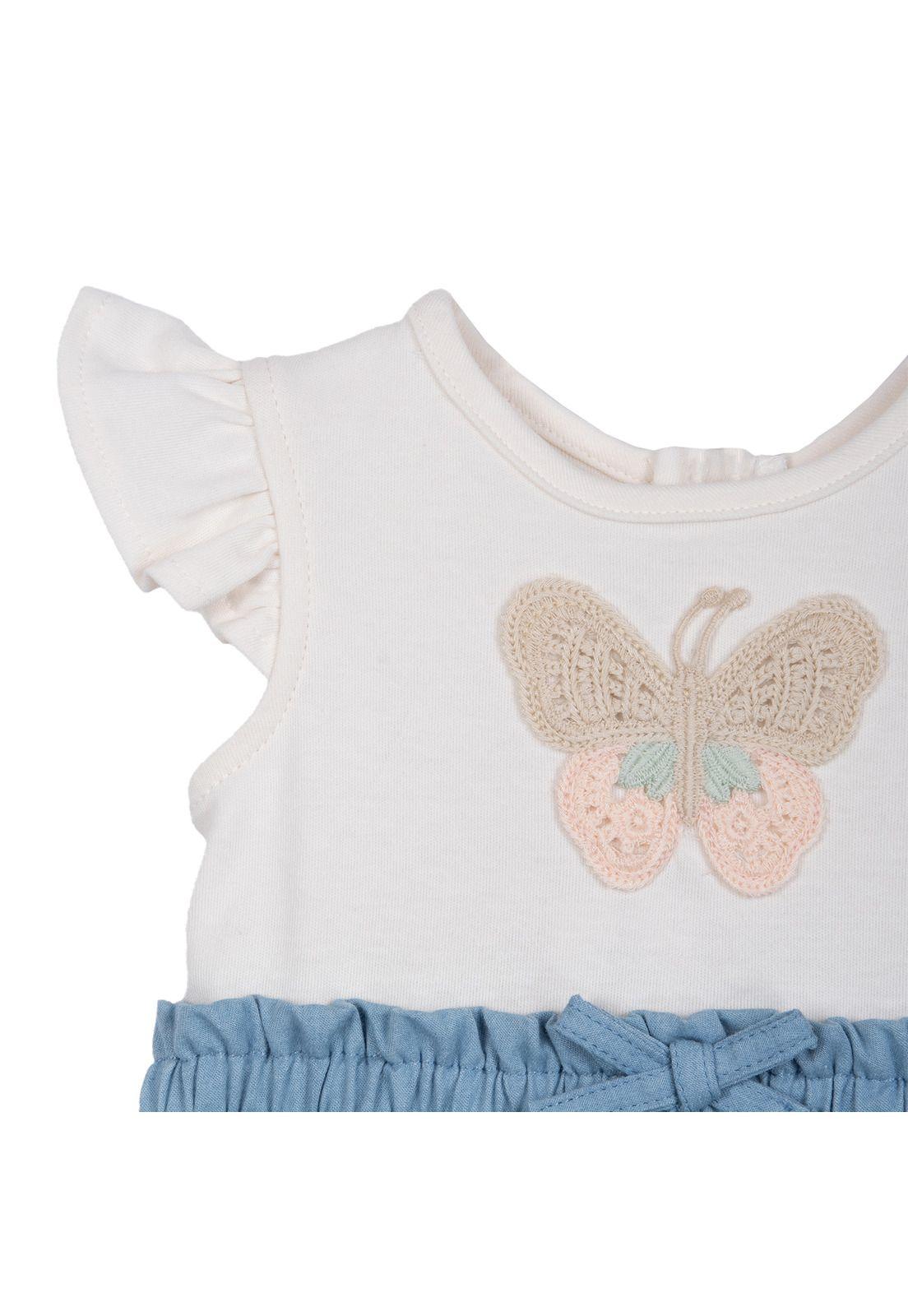 Vestido Bebé Niña Denim Mariposa Cintura Elasticada Lavanda Pillin-2