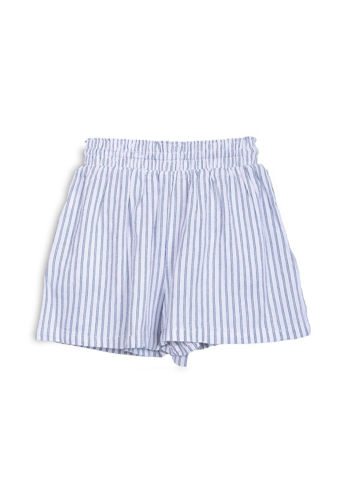Short Niña Cintura Elasticada Rayas Azul Pillin-1