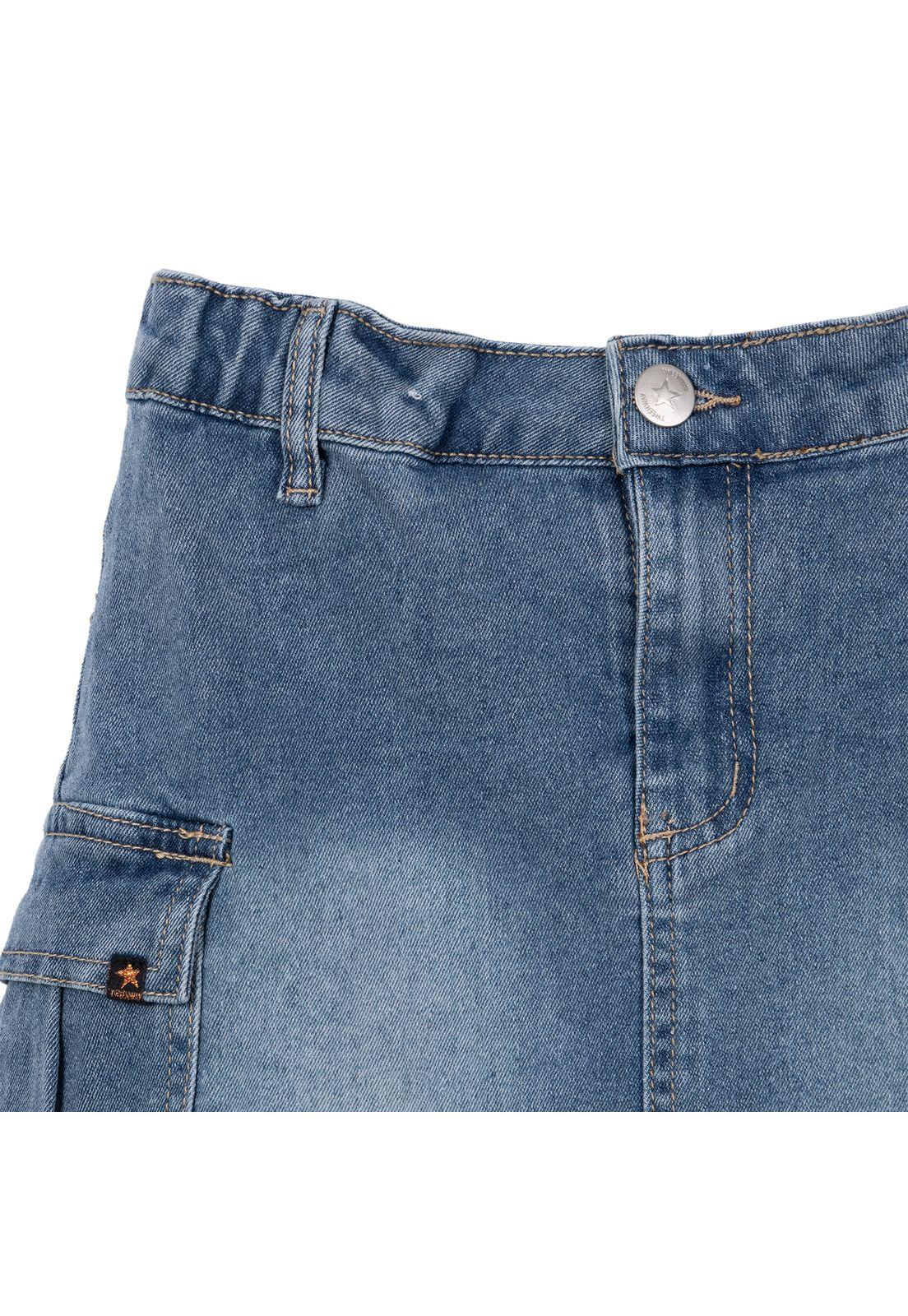 Falda Niña Denim Cargo Azul Pillin-2