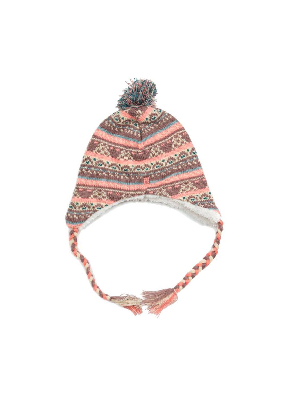 Gorro Bebé Niña Orejeras Y Pompón Lila Pillin-0