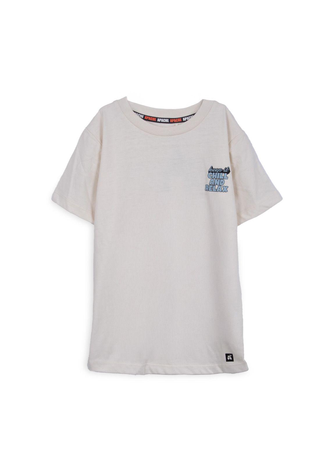 Polera Niño Manga Corta Estampado Playero Blanco Pillin-0