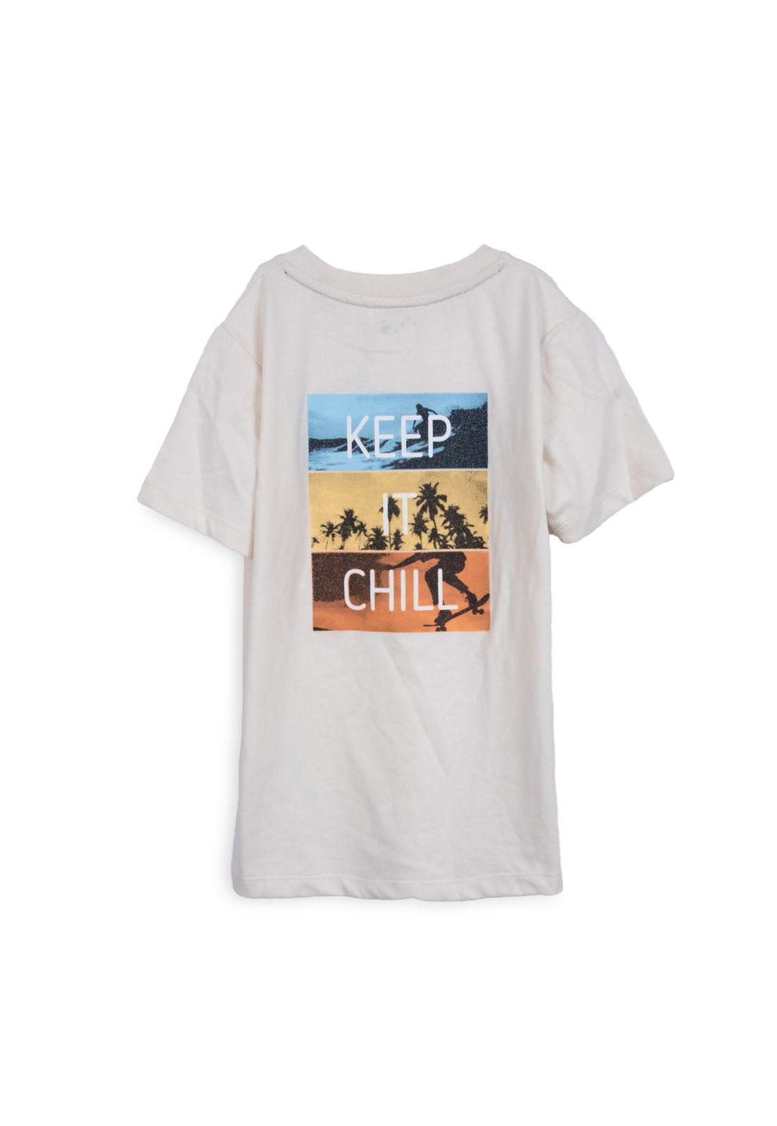 Polera Niño Manga Corta Estampado Playero Blanco Pillin-1