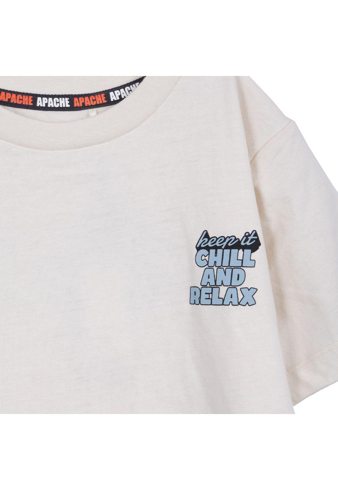 Polera Niño Manga Corta Estampado Playero Blanco Pillin-2