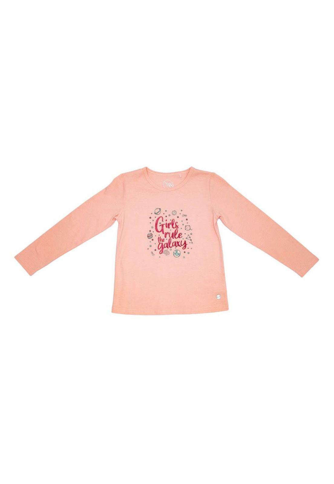 Polera M/L Estampada Niña Rosado Pillin-0