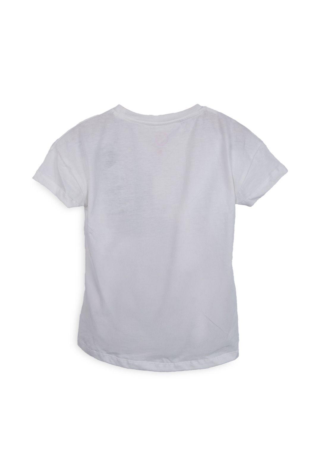 Polera Niña Manga Corta Estampado Lentejuelas Blanco Pillin-1