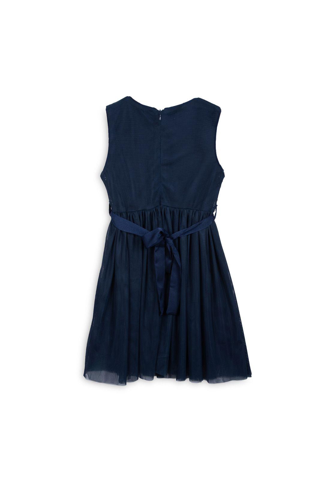 Vestido Niña Tul Lentejuelas Azul Marino Pillin-1