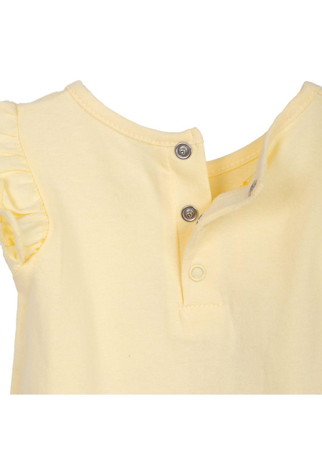 Polera Bebé Niña Manga Corta Cerezas Amarillo Pillin-3