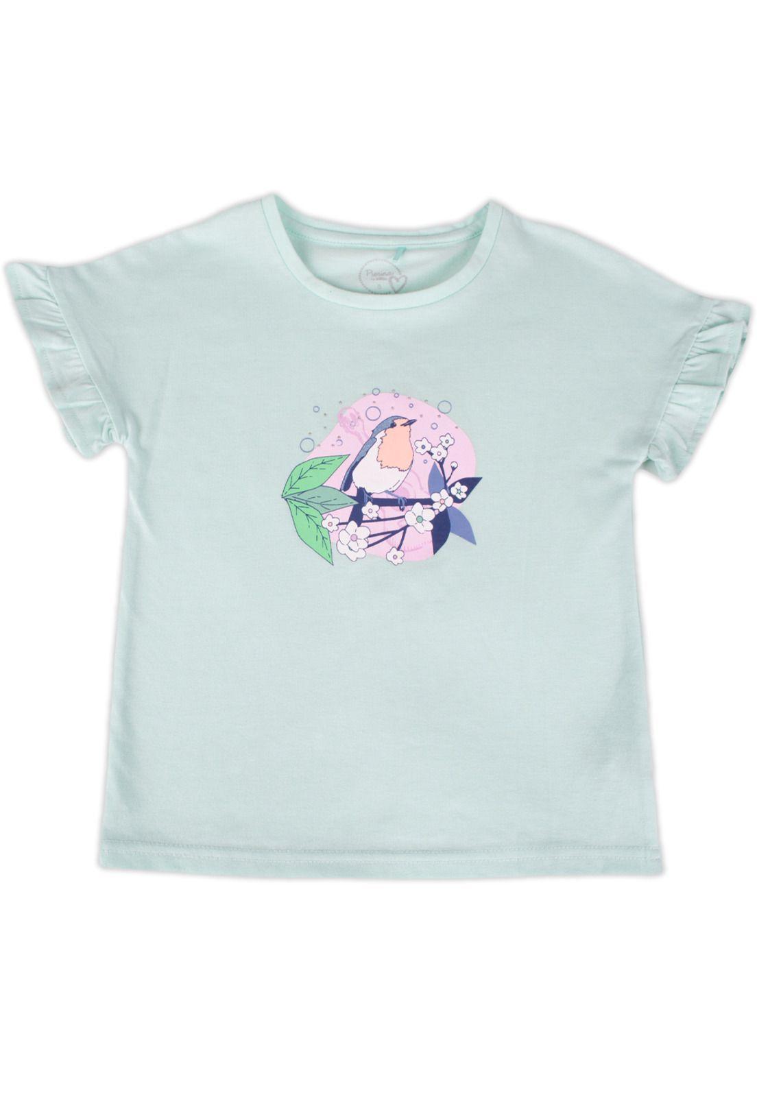 Polera Manga Corta Niña Verde Pillin-0