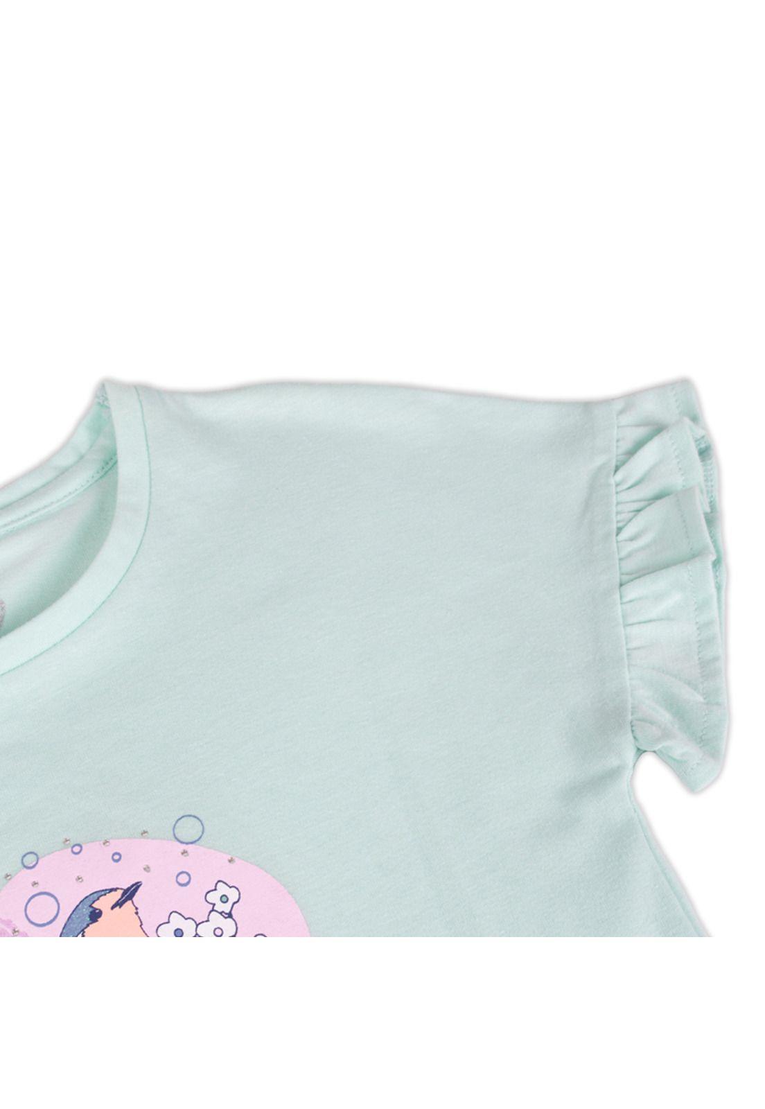 Polera Manga Corta Niña Verde Pillin-1