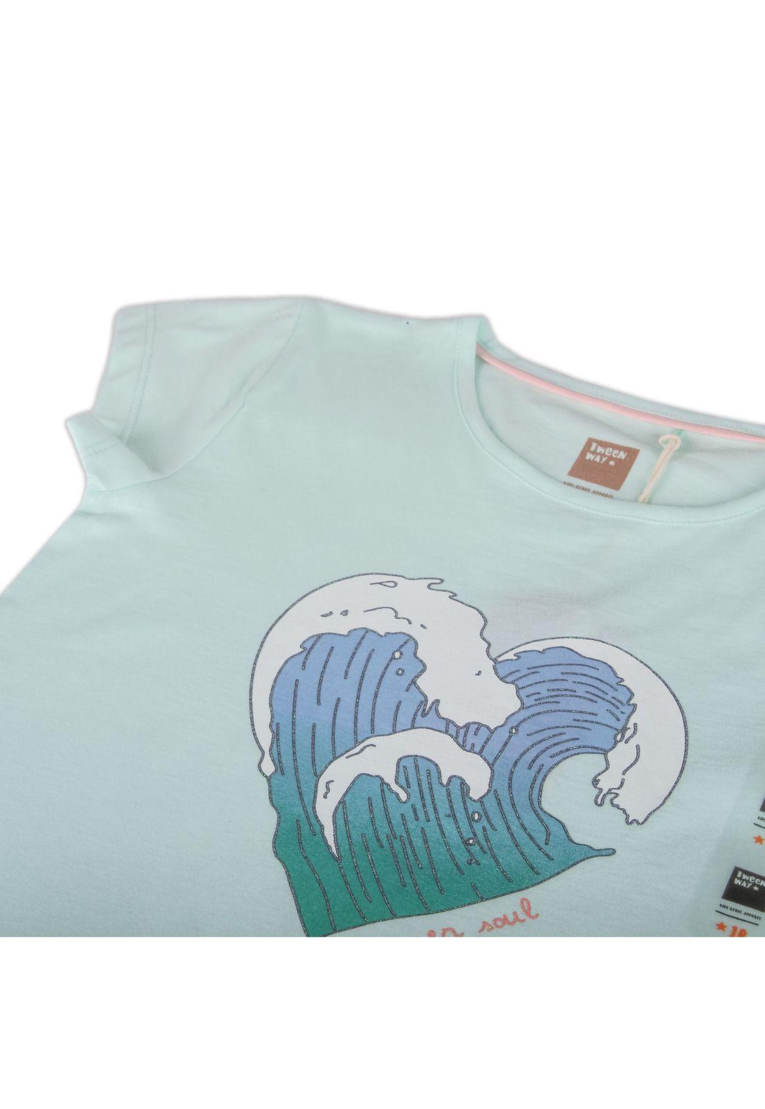 Polera Manga Corta Niña Verde Pillin-3