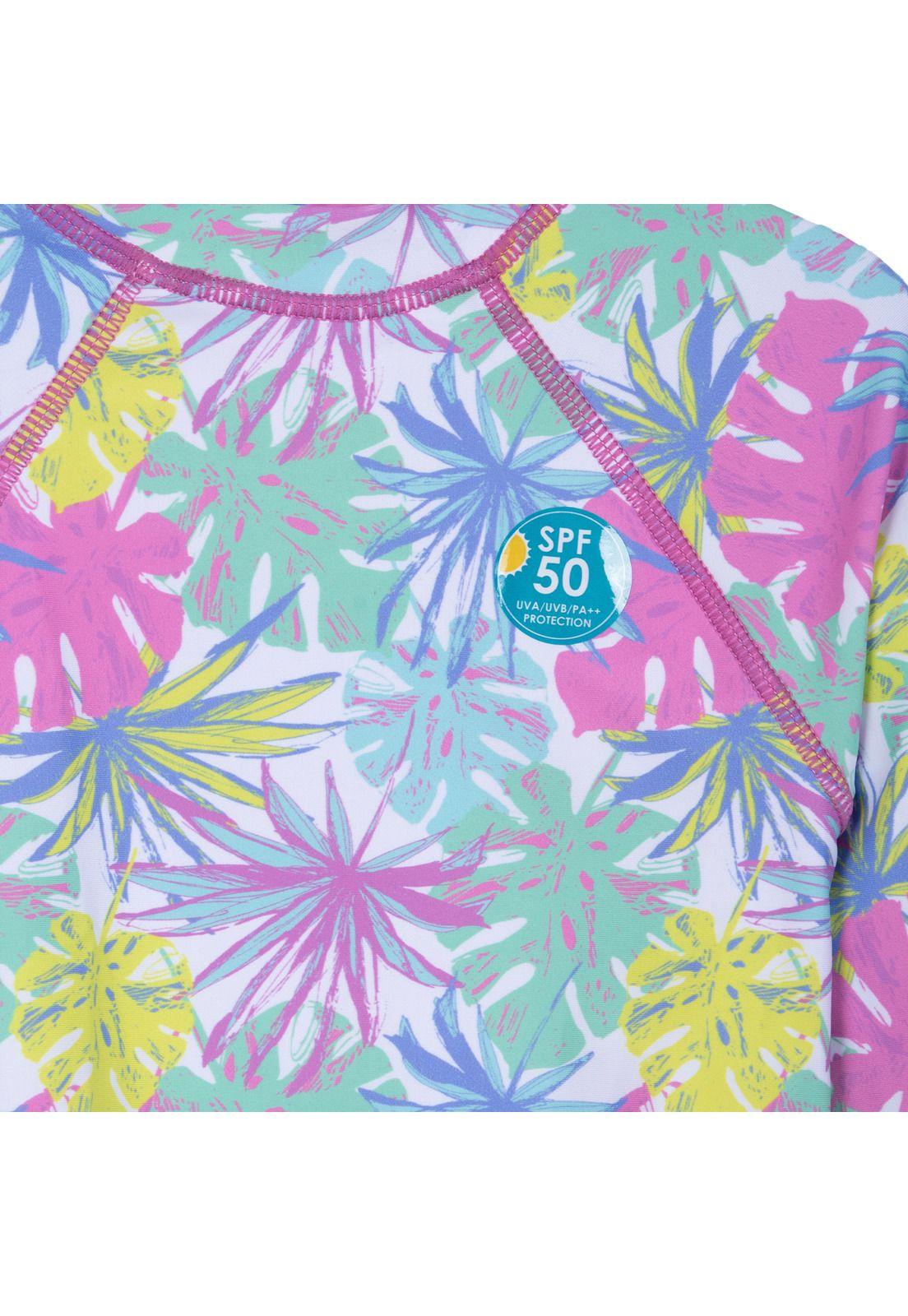 Traje de Baño Niña Entero Manga Larga Palmeras Malva Pillin-2