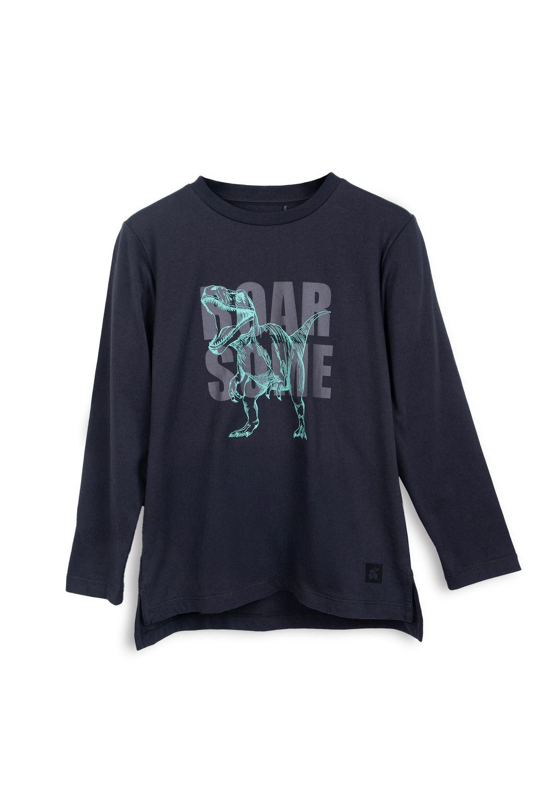 Polera Niño Manga Larga Estampado Dinosaurio Marengo Pillin-0