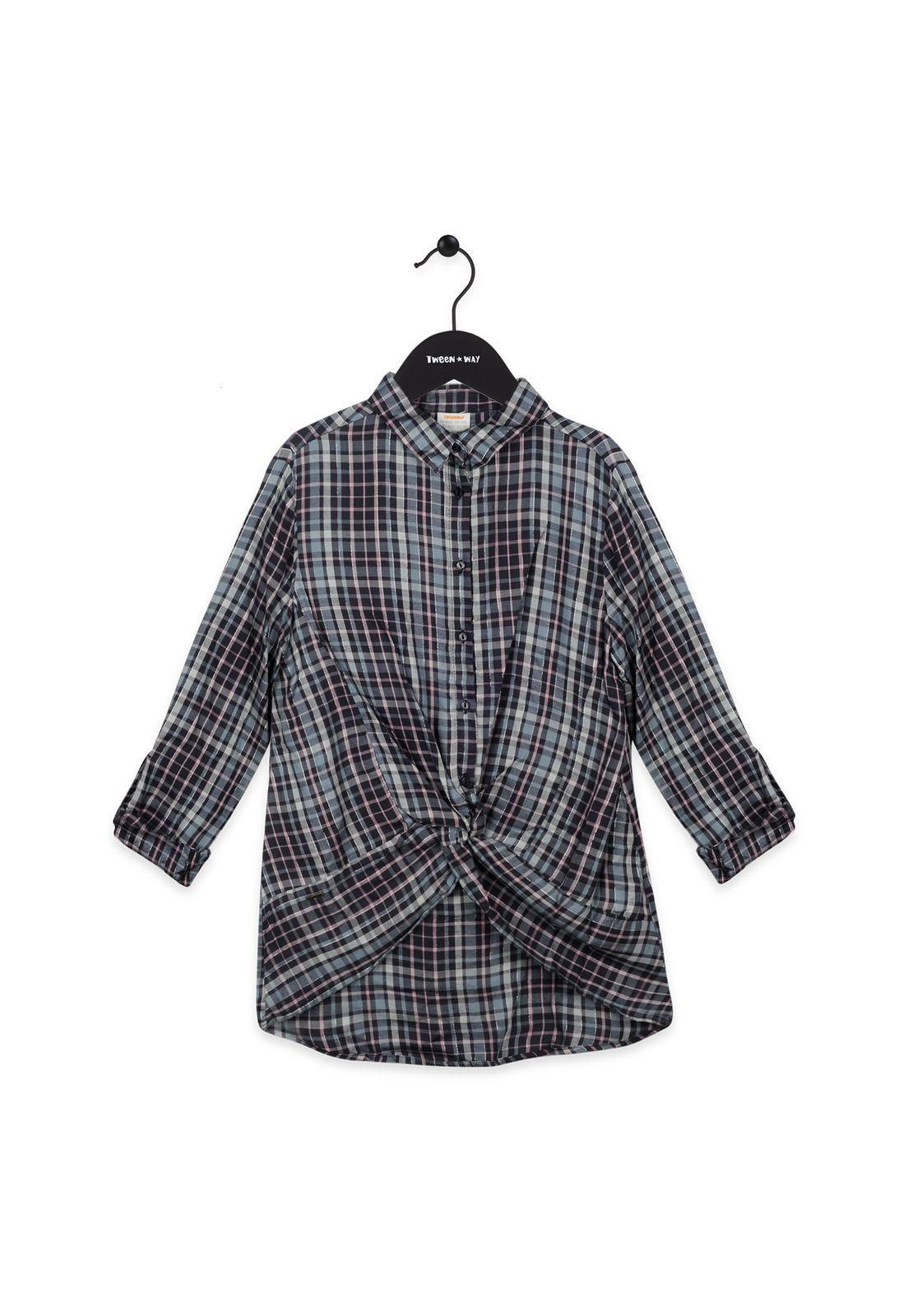 Camisa Manga Larga Algodón Invierno Niña Gris Oscuro-0