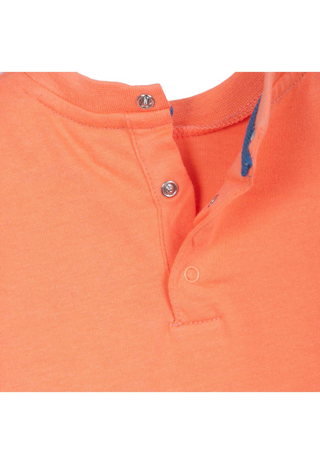 Polera Bebé Niño Manga Corta Estampado Mono Skater Naranjo Pillin-3