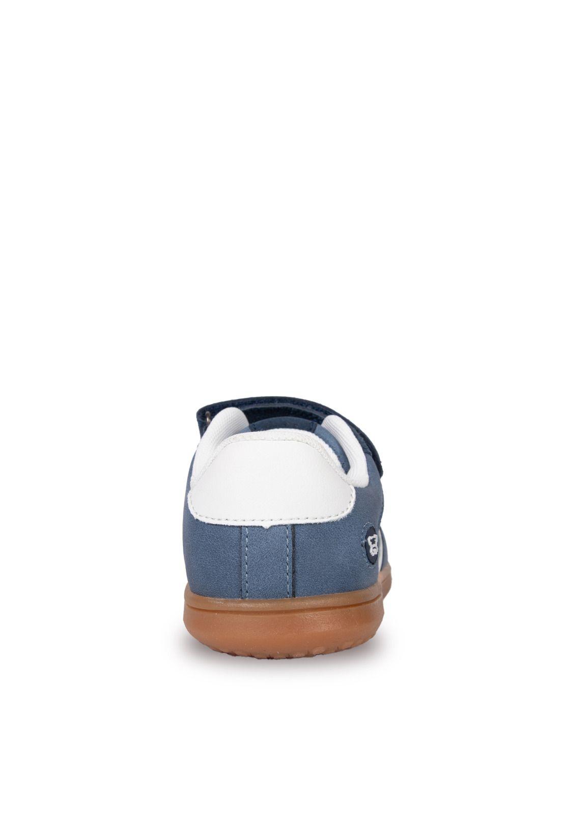 Zapatilla Bebé Niño Retro con Velcro Azul Pillin-3