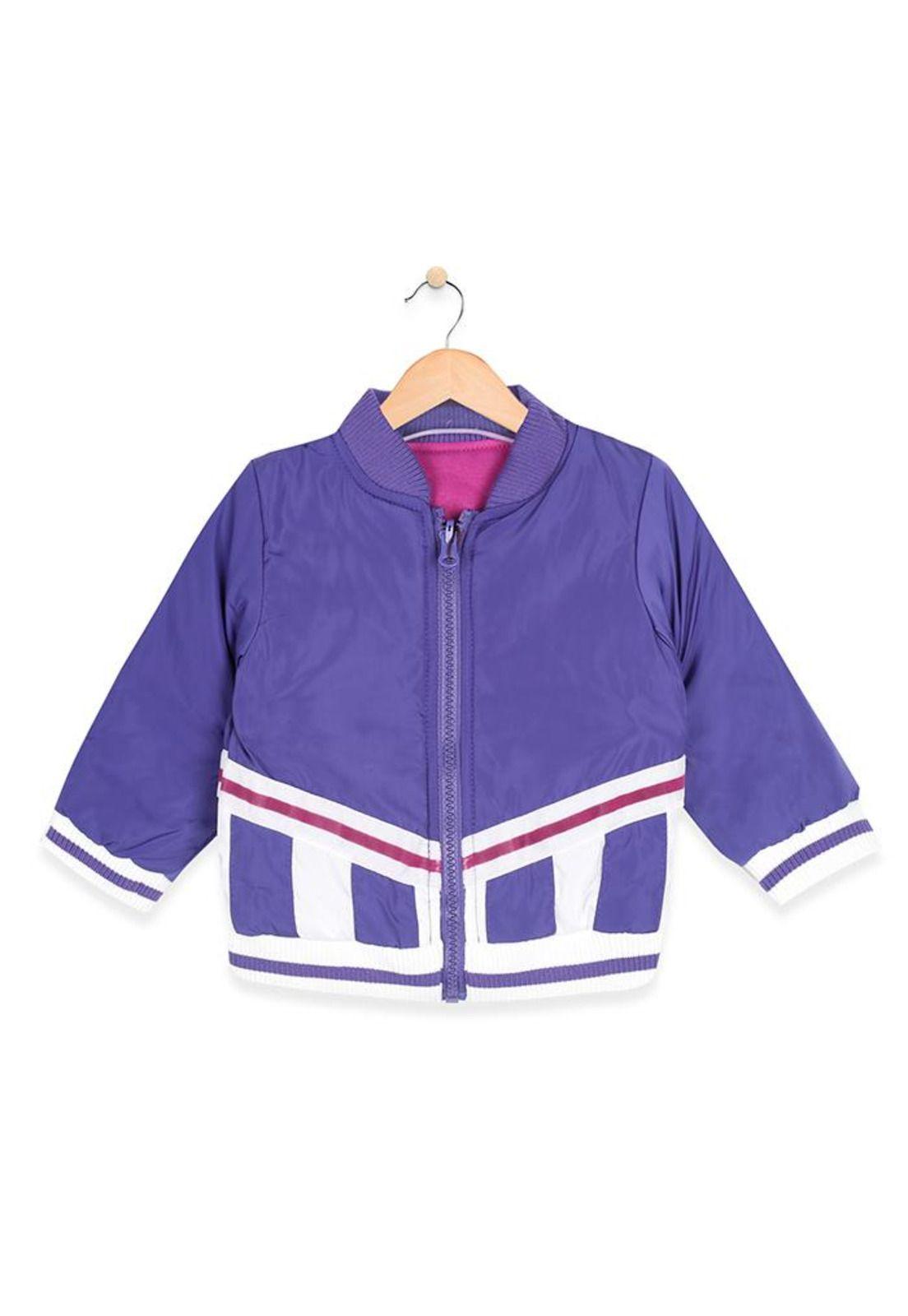 Chaqueta Reversible Bebe Algodón Invierno Niña Morado-0