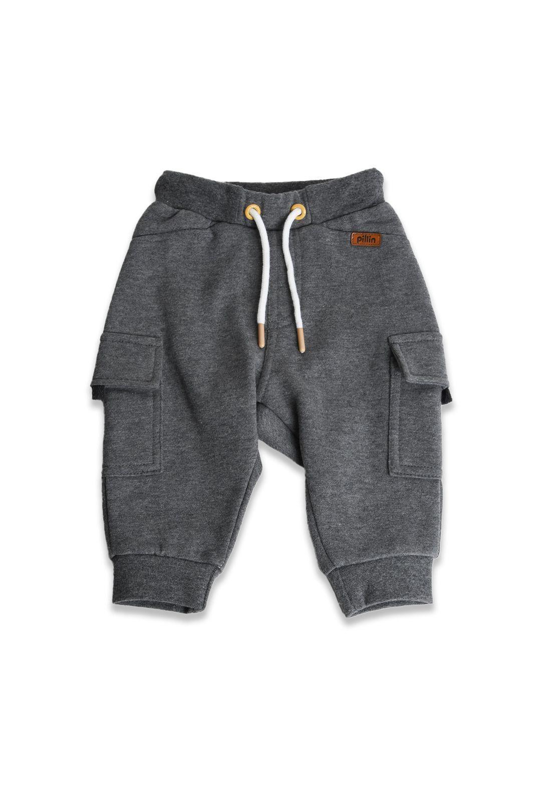 Pantalón de buzo Bebé Niño Gris oscuro Pillin-0