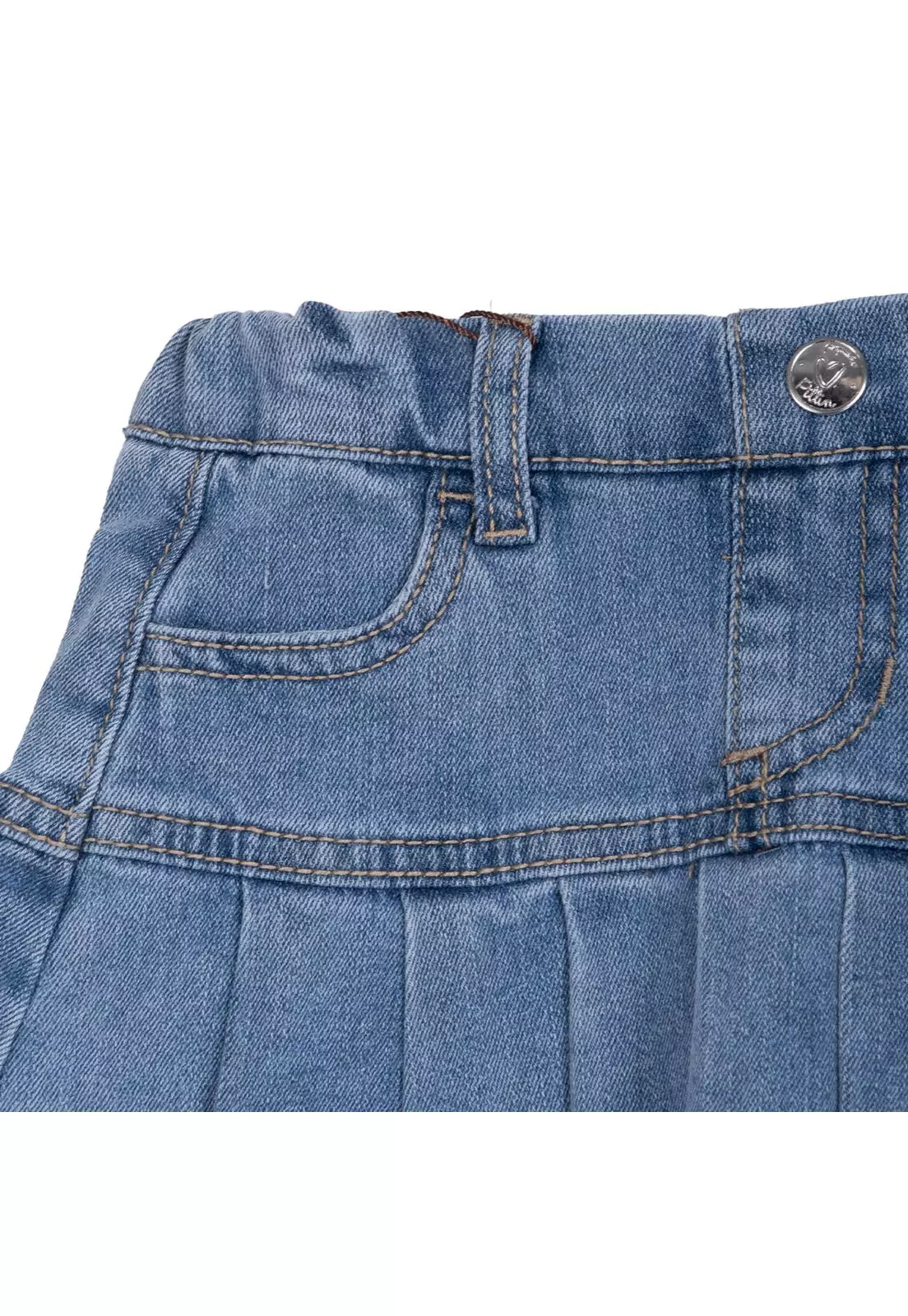Short Falda Bebé Niña Denim Bolsillos Celeste Pillin-2