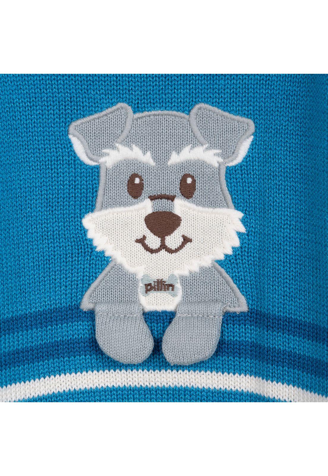 Chaleco Bebé Niño Cuello Redondo Perrito Azul Pillin-2