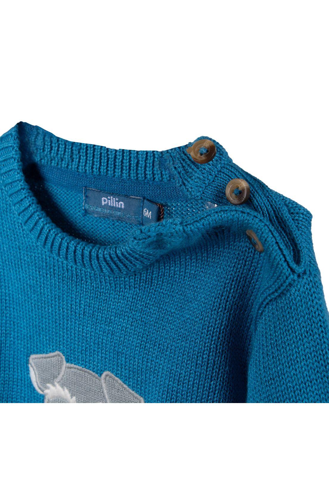 Chaleco Bebé Niño Cuello Redondo Perrito Azul Pillin-3