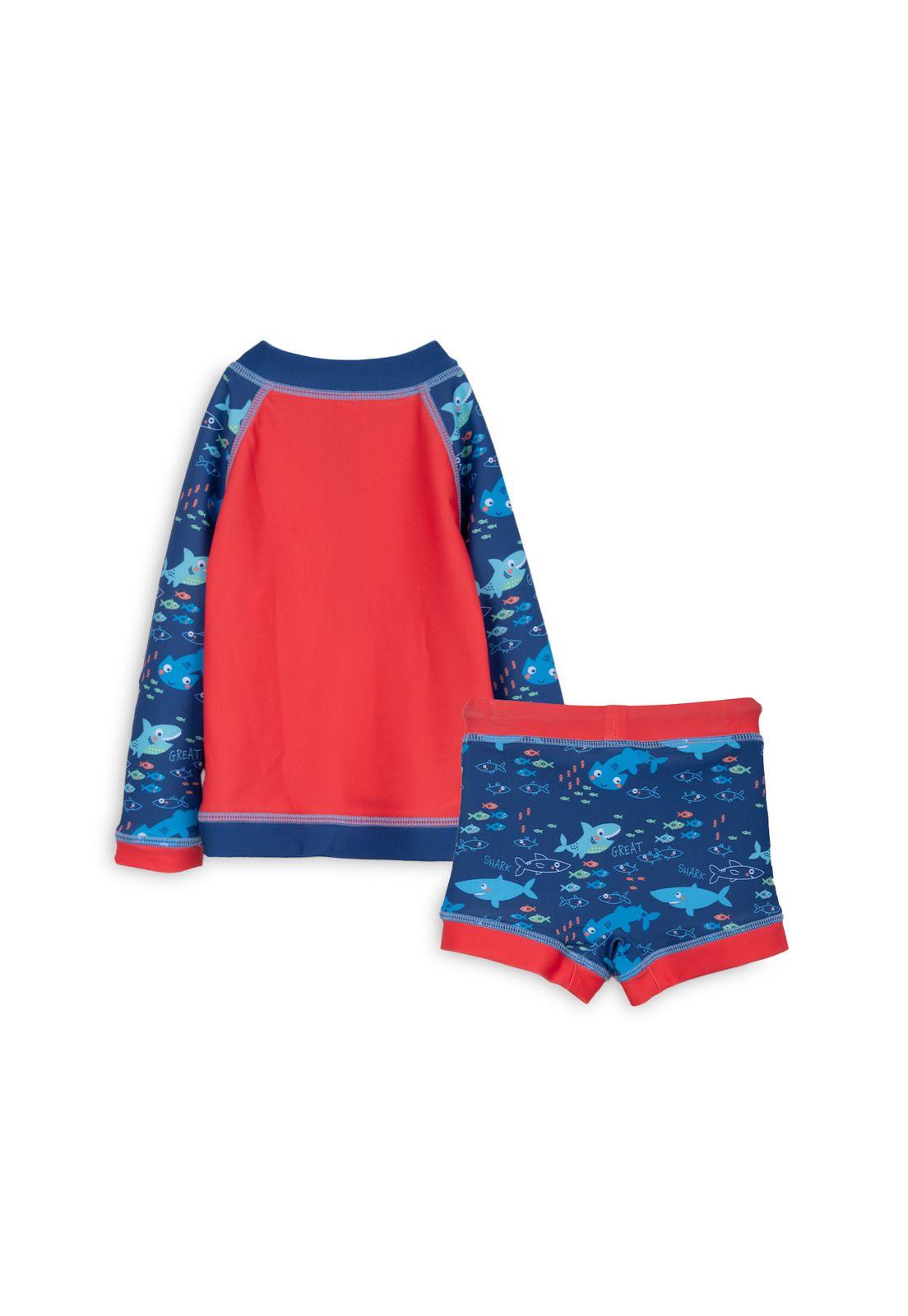 Traje de Baño Bebé Niño 2 Piezas Protección UV Tiburón Rojo Pillin-1