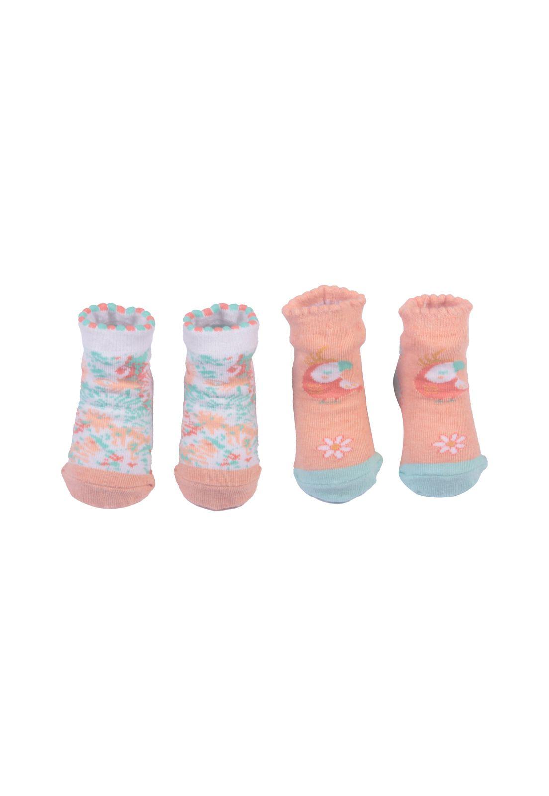 Set 2 Pzas Calcetín Bebe Niña Multicolor Pillín-1