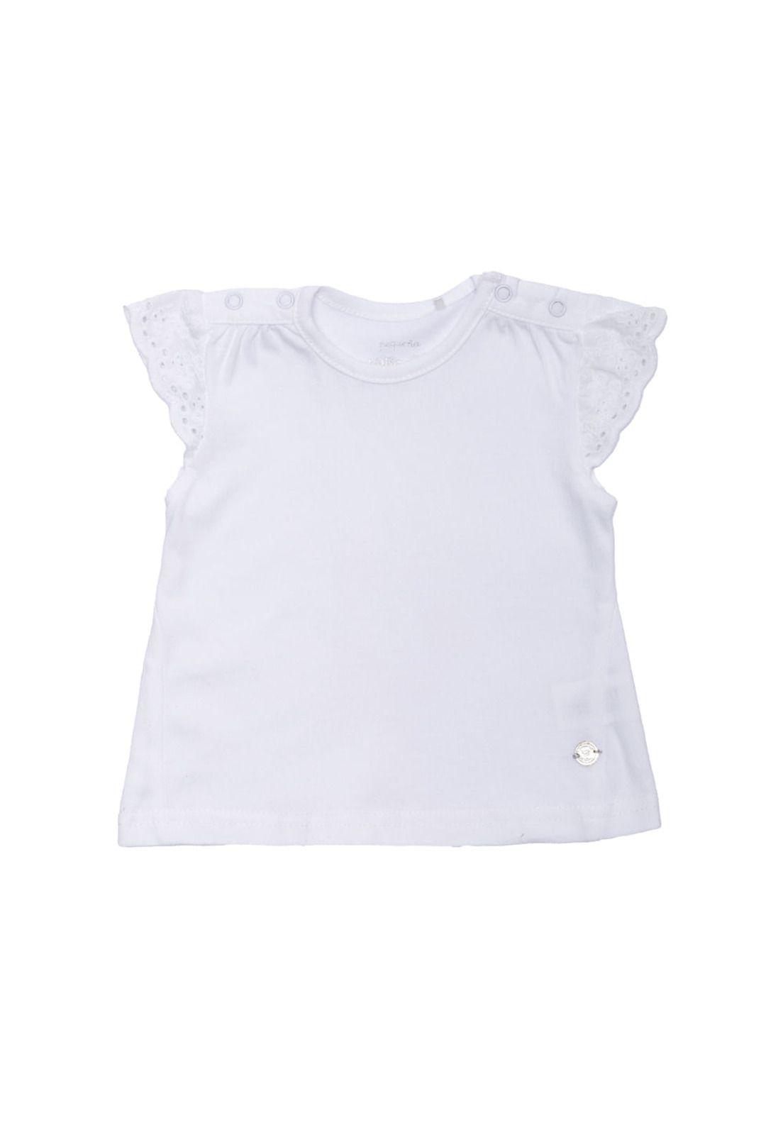 Polera Manga Corta Bebe Niña Blanco Pillin-1