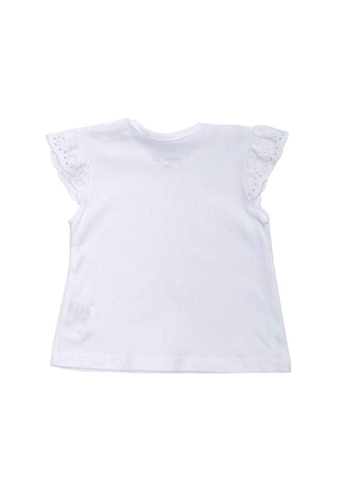 Polera Manga Corta Bebe Niña Blanco Pillin-2
