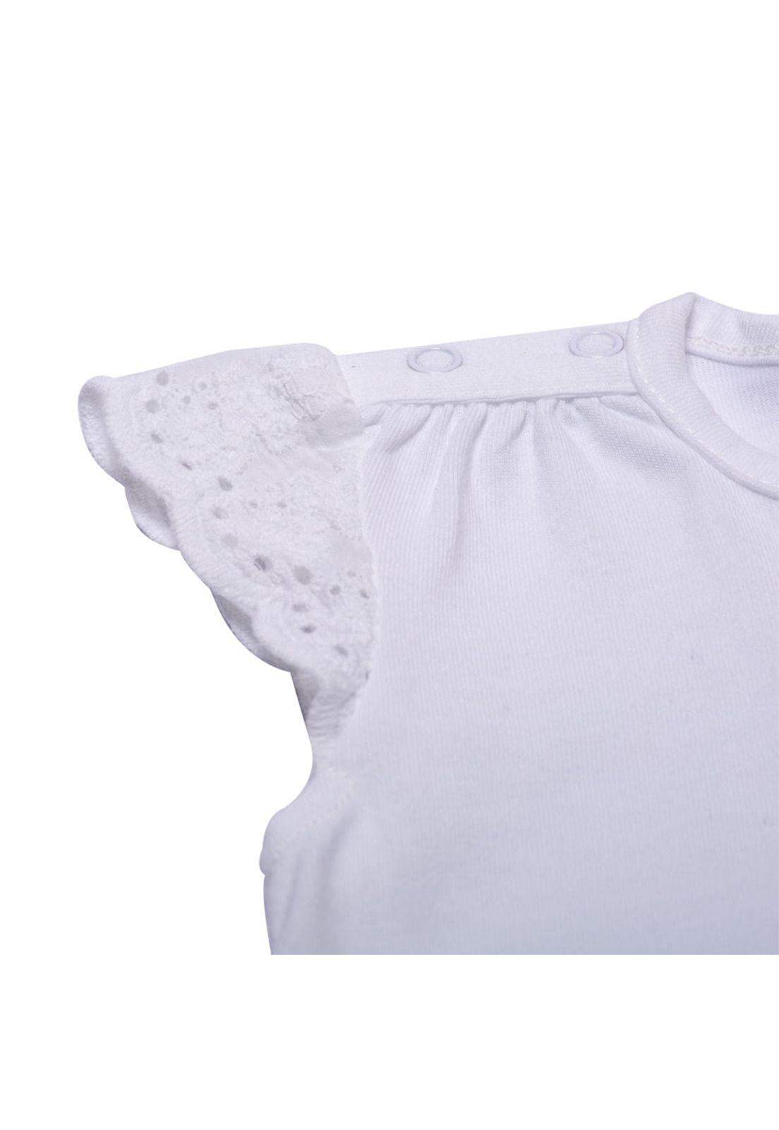 Polera Manga Corta Bebe Niña Blanco Pillin-3