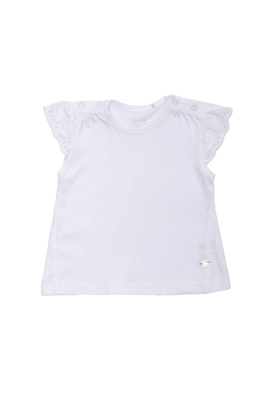 Polera Manga Corta Bebe Niña Blanco Pillin-0