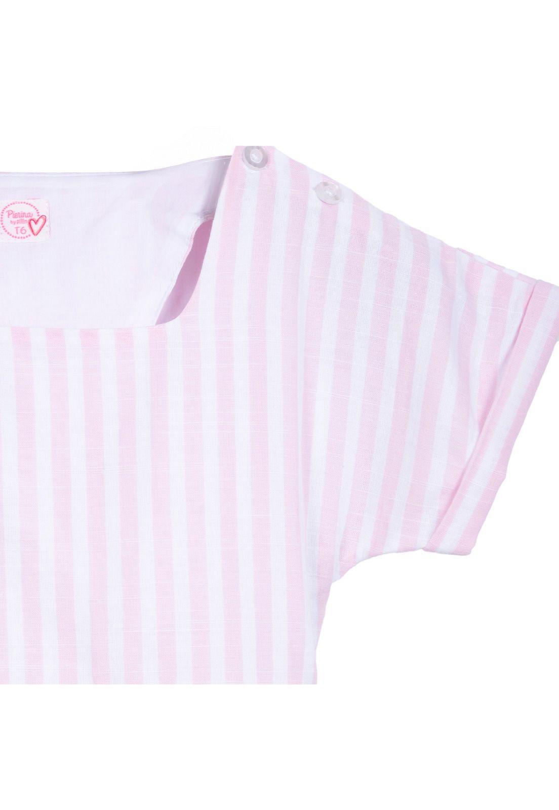 Vestido Niña Rayas con Bolsillos Rosado Pillin-2