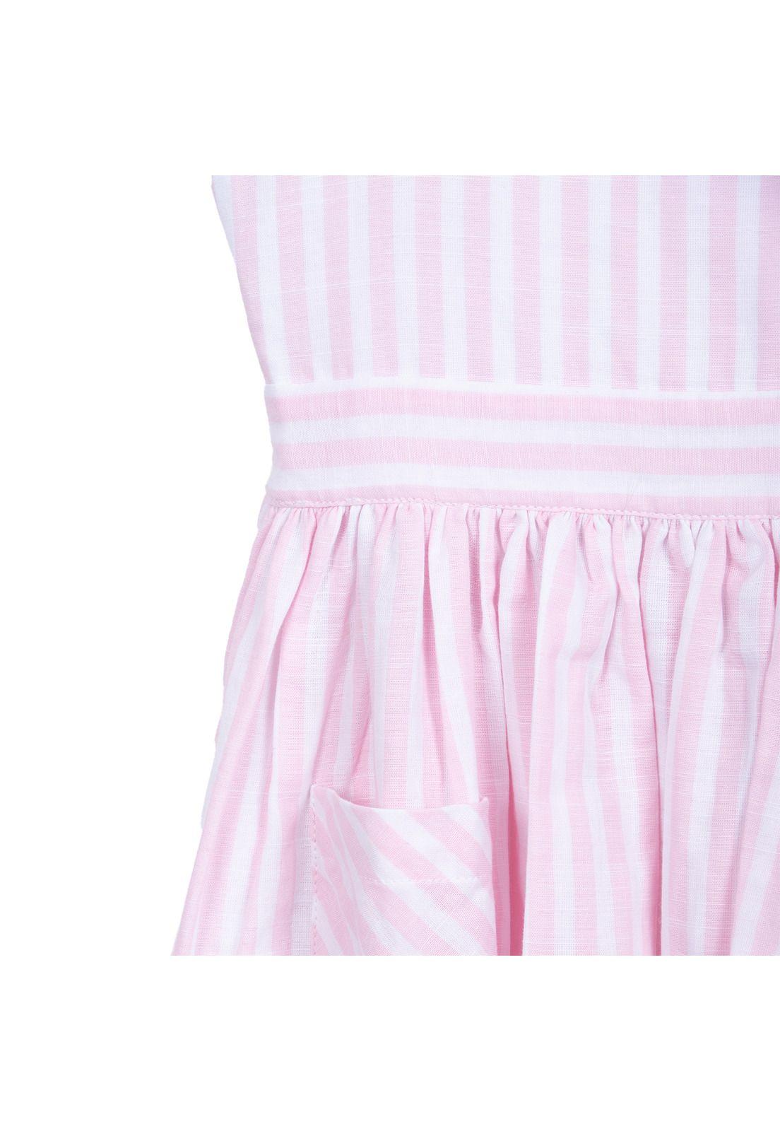Vestido Niña Rayas con Bolsillos Rosado Pillin-3