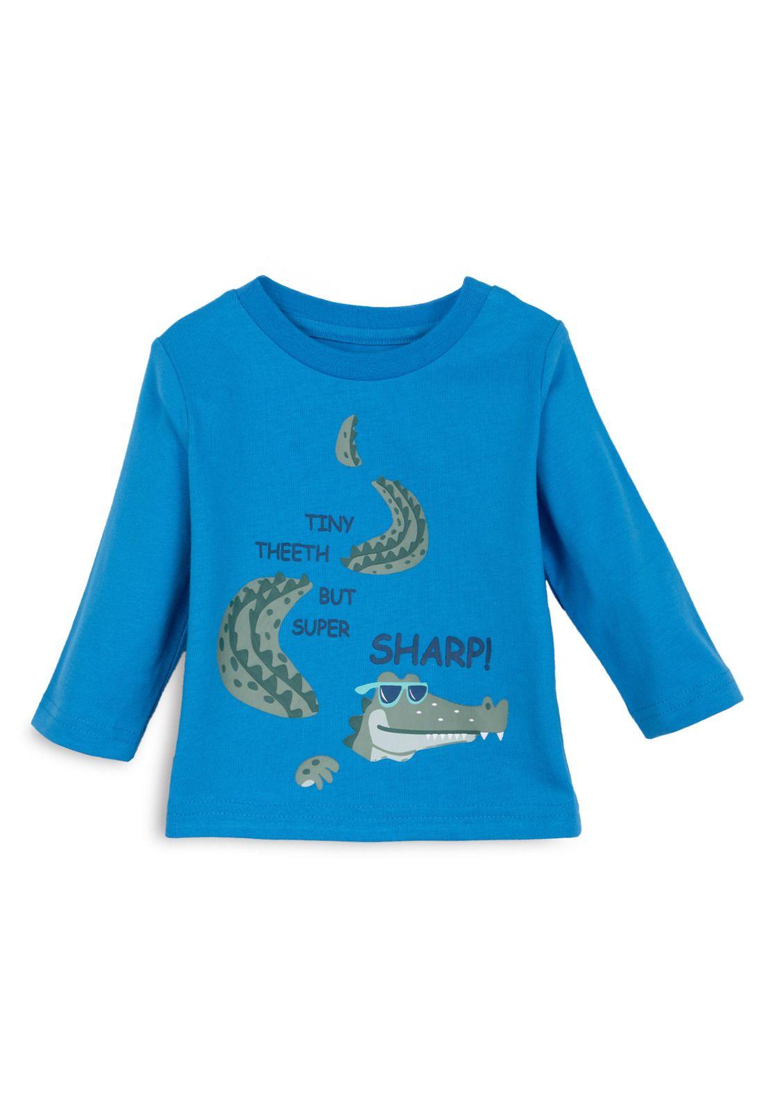 Polera Bebé Niño Manga Larga Estampado Cocodrilo Azulino Pillin-0