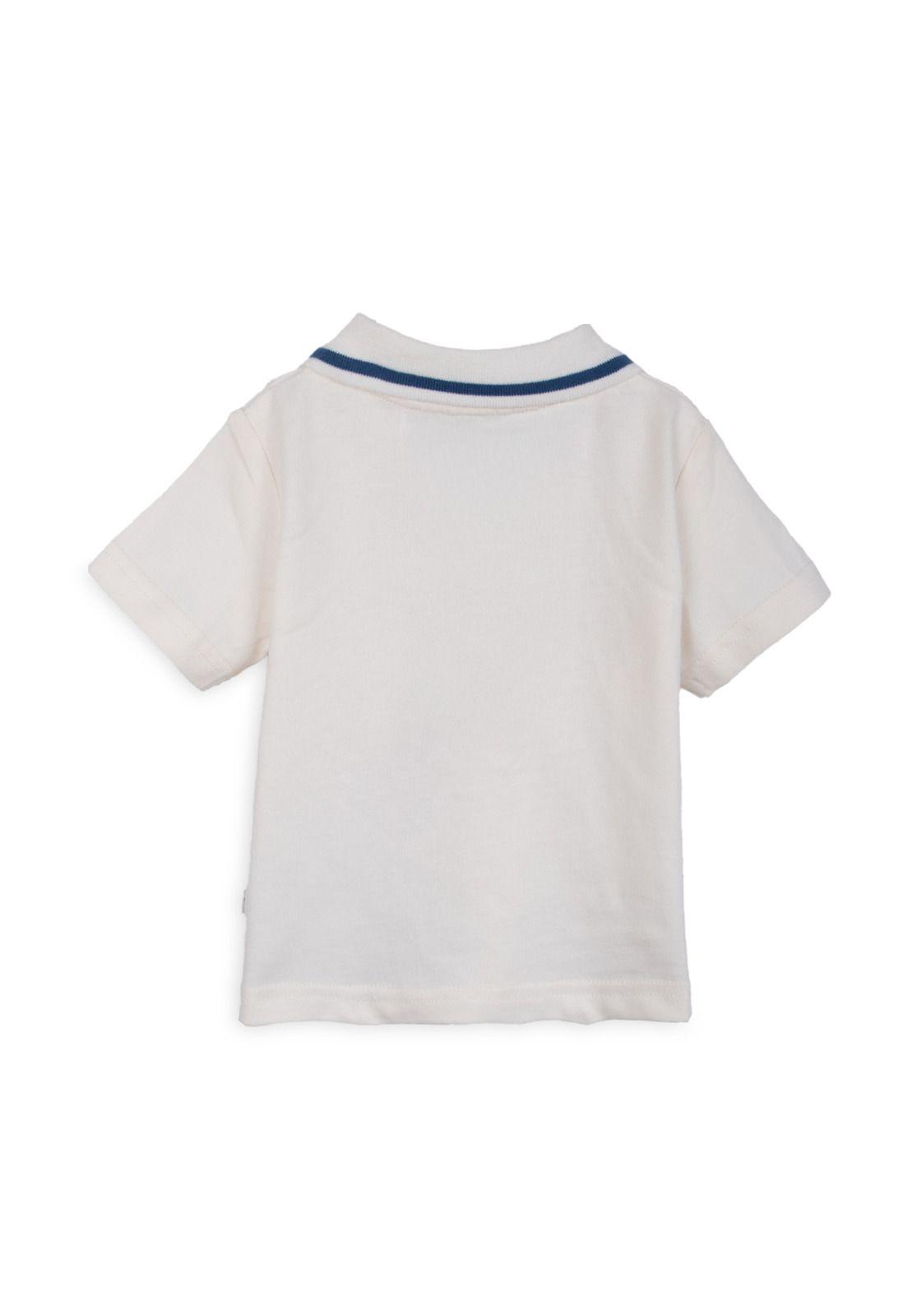 Polera Bebé Niño Manga Corta Cuello Piqué Blanco Pillin-1