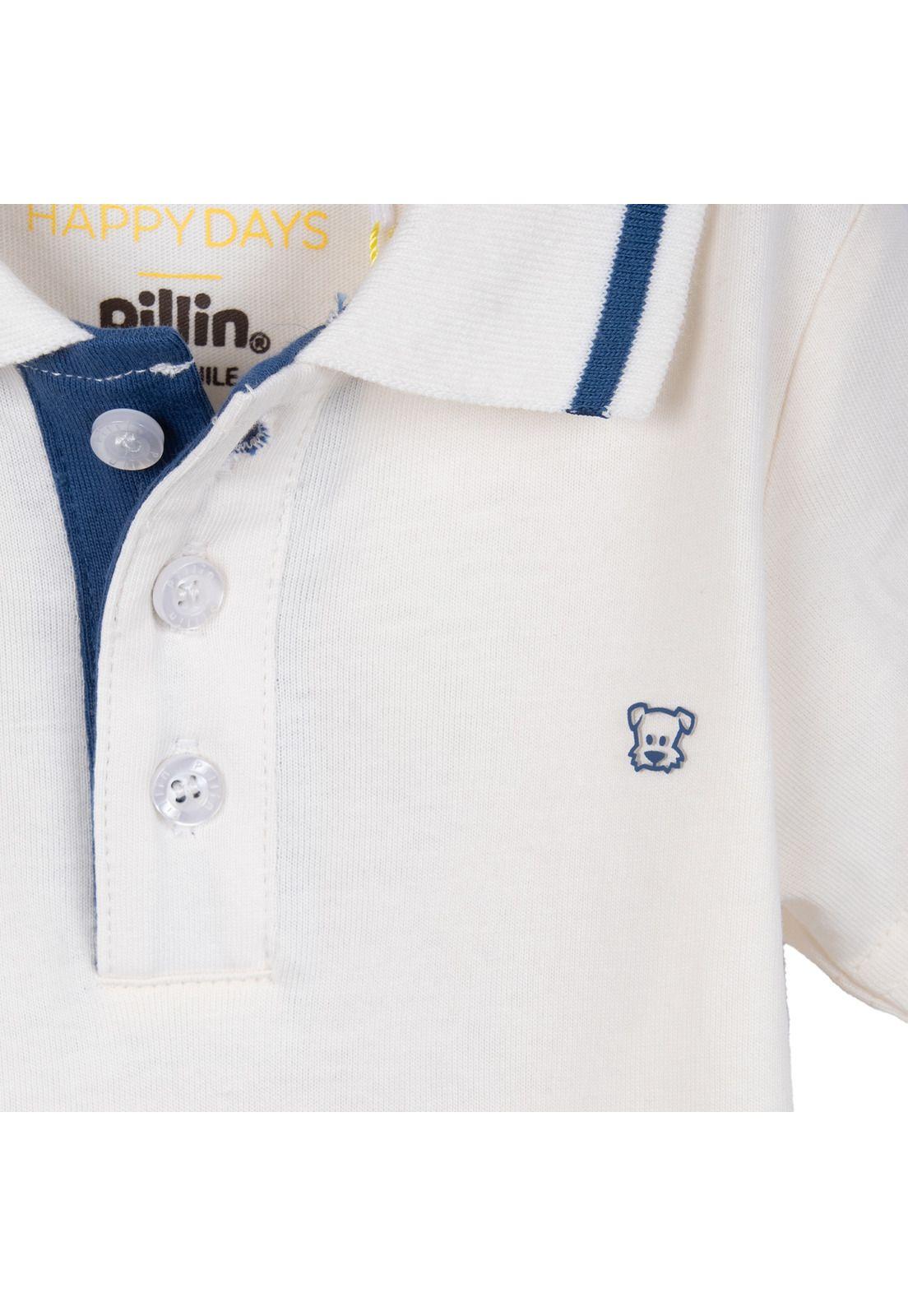 Polera Bebé Niño Manga Corta Cuello Piqué Blanco Pillin-2