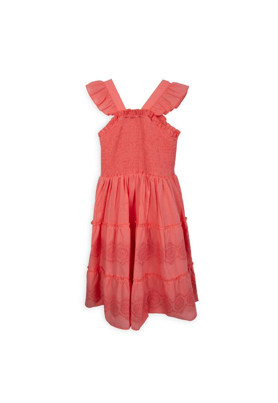 Vestido Niña Elasticado Bordado Coral Pillin-1