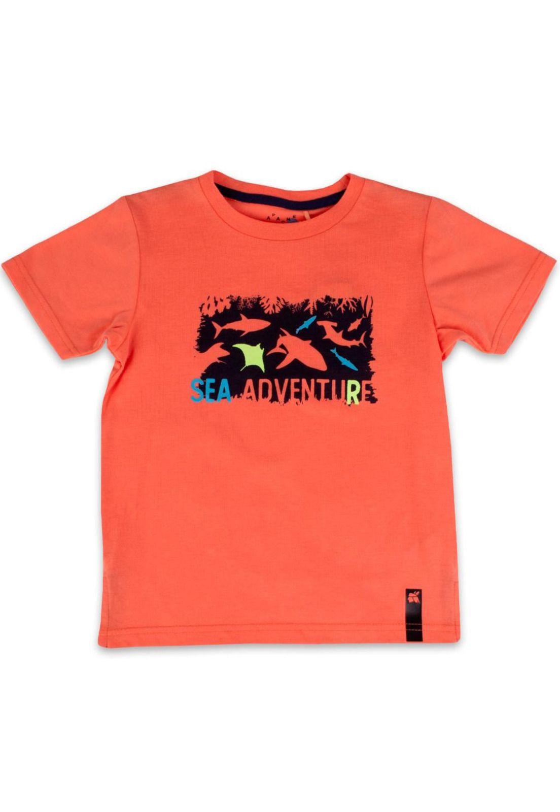 Polera Manga Corta Niño Naranja Pillin-0