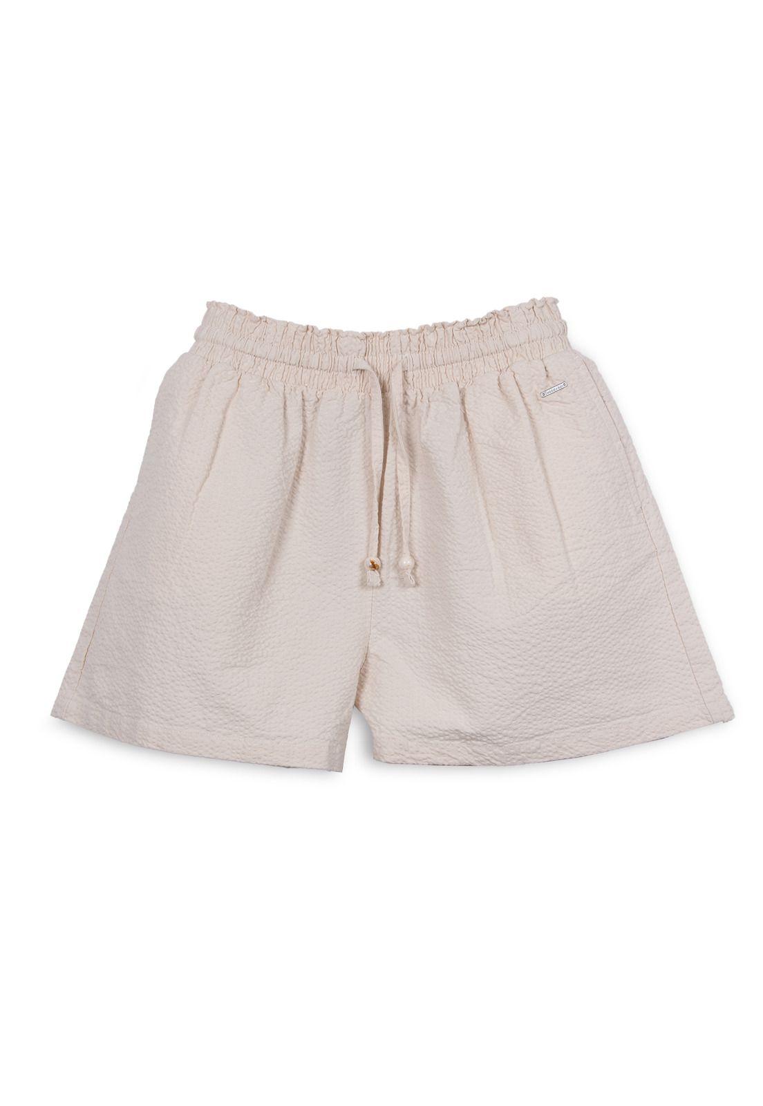 Short Niña Cintura Elasticada Liso Arena Pillin-0
