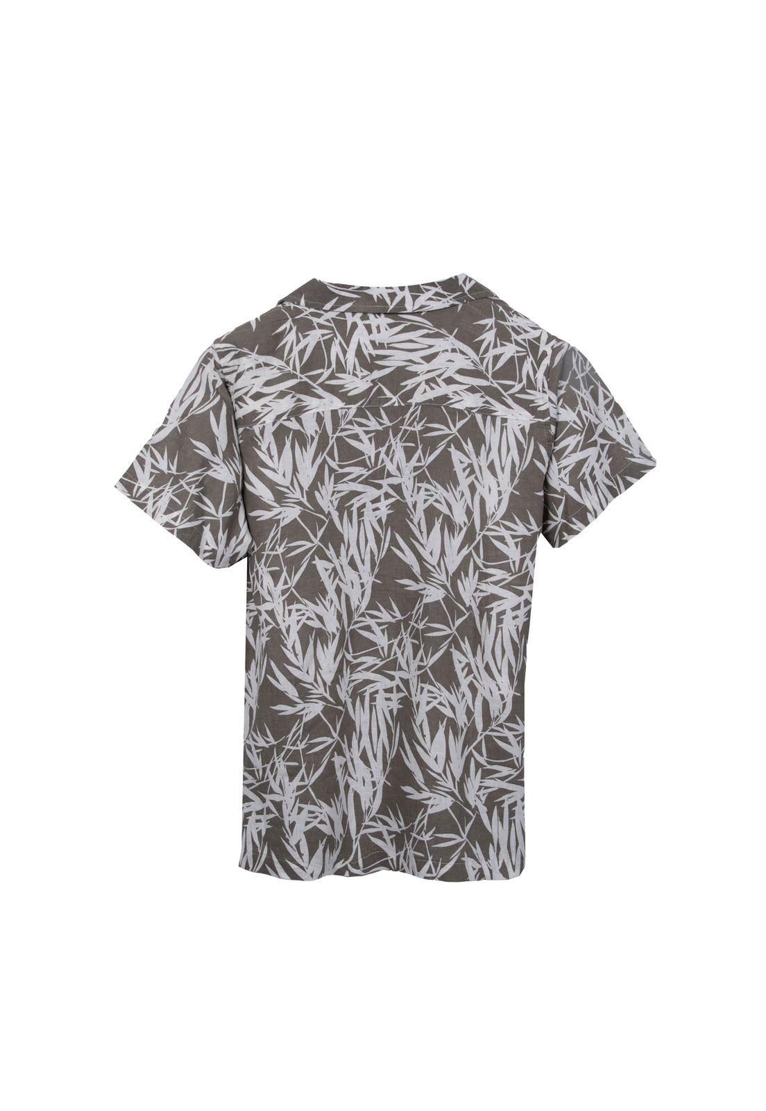 Camisa Niño Manga Corta Estampado Tropical Verde Pillin-1