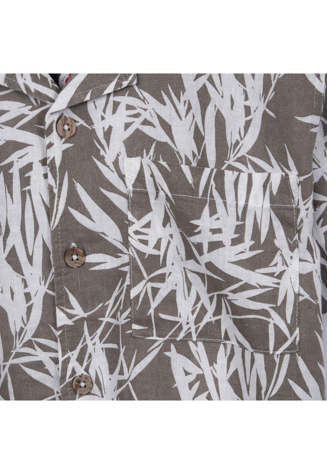 Camisa Niño Manga Corta Estampado Tropical Verde Pillin-2