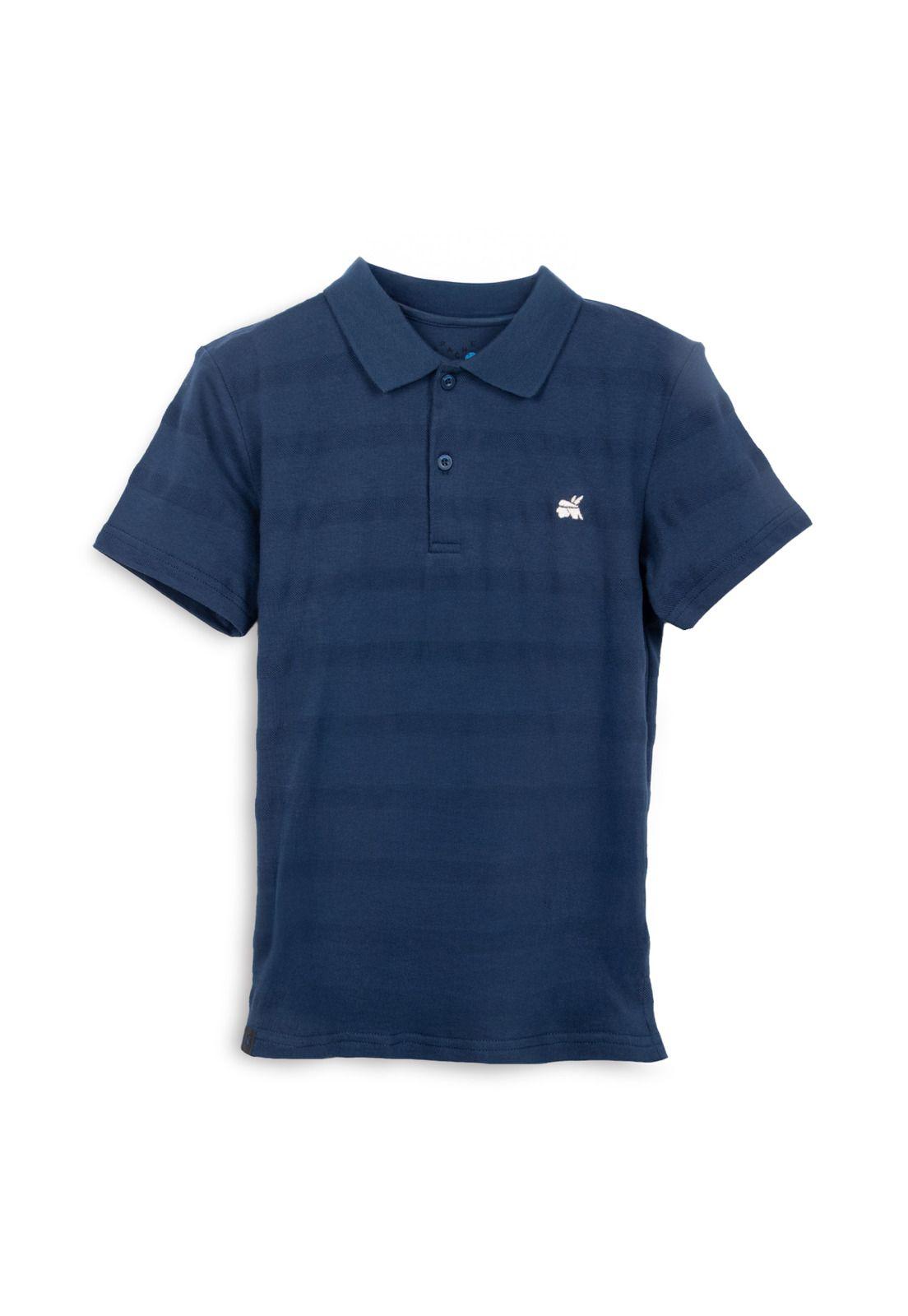 Polera Niño Manga Corta Cuello Camisero Azul Marino Pillin-0