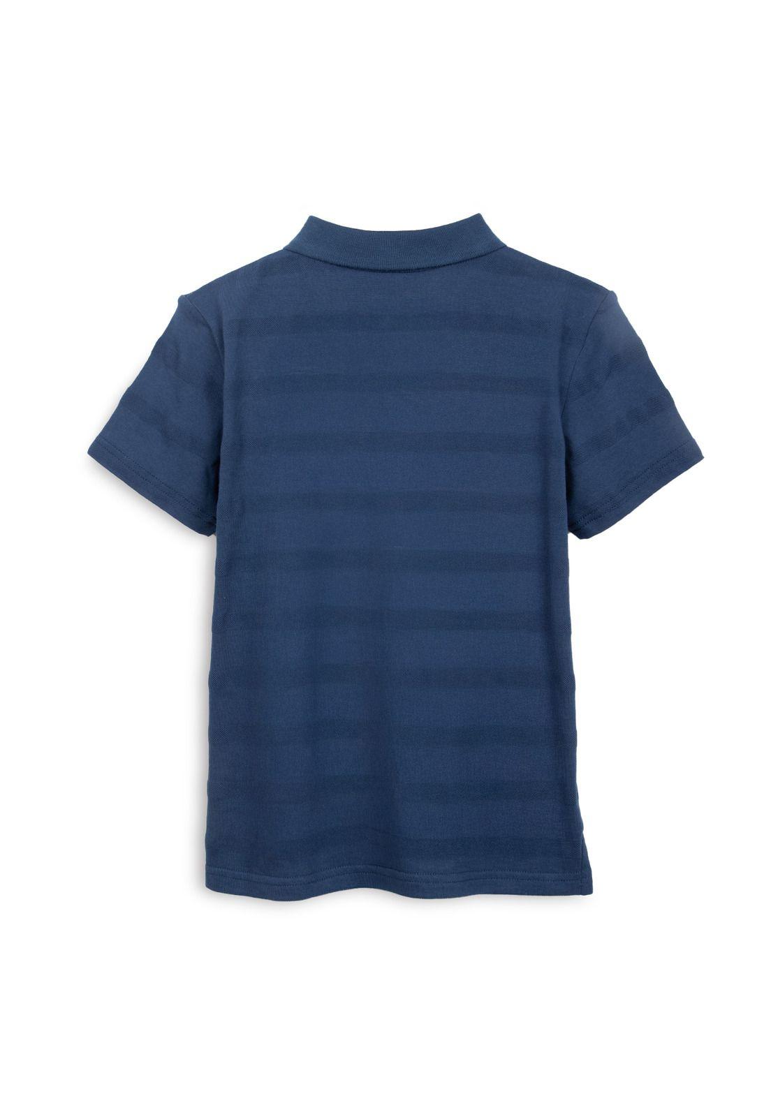 Polera Niño Manga Corta Cuello Camisero Azul Marino Pillin-1