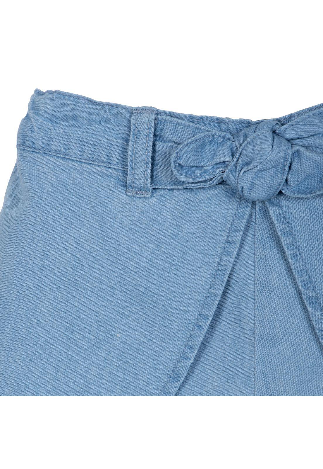 Short Falda Bebé Niña Cintura Ajustable Celeste Pillin-2
