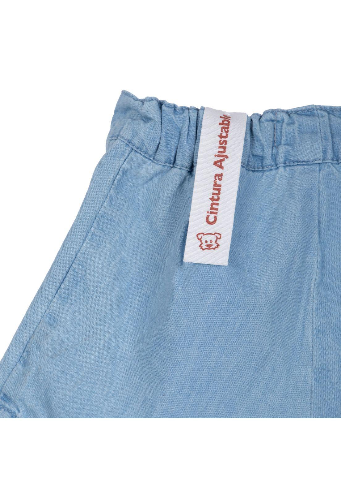 Short Falda Bebé Niña Cintura Ajustable Celeste Pillin-3