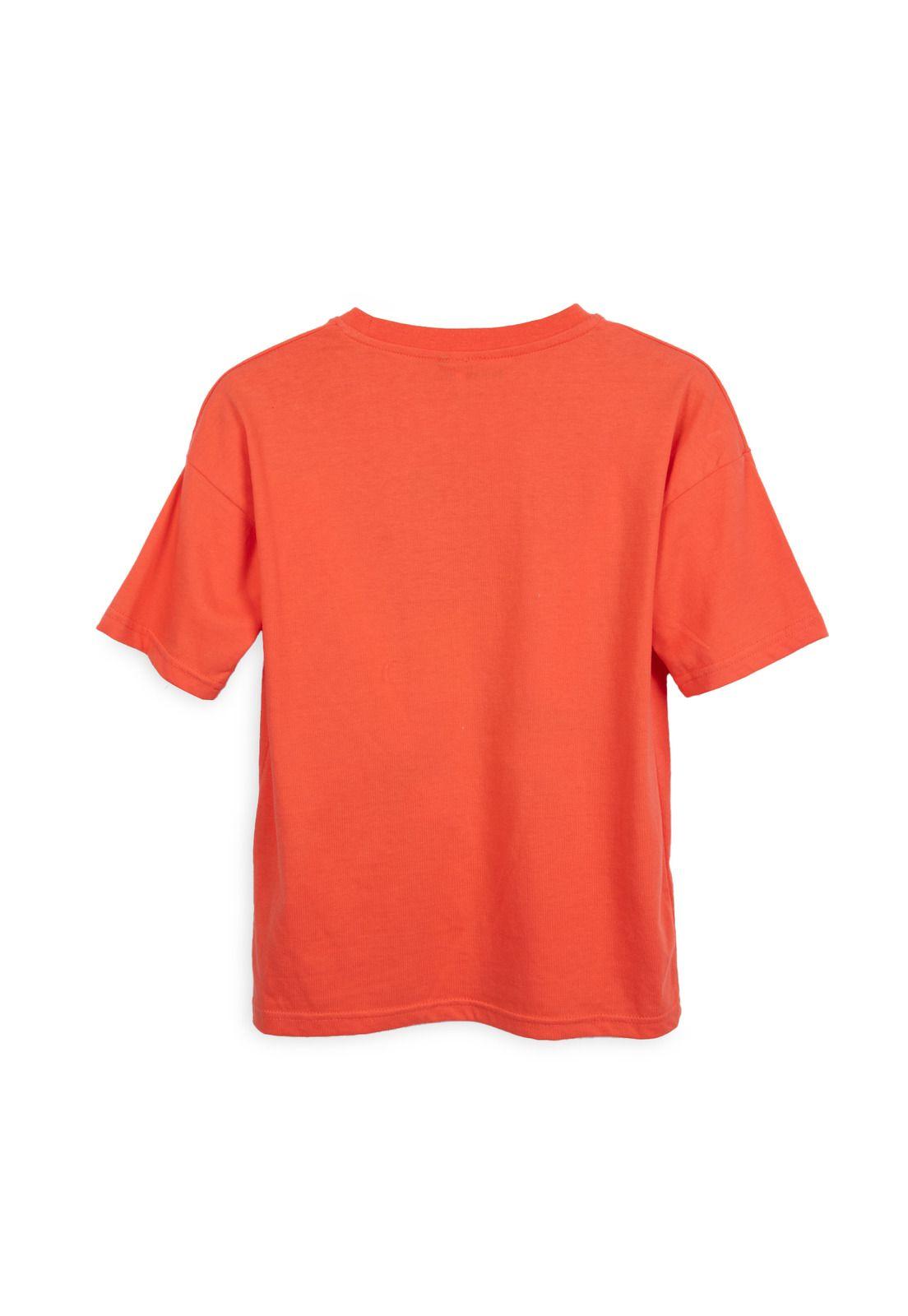 Polera Niño Manga Corta Surf Naranjo Pillin-1